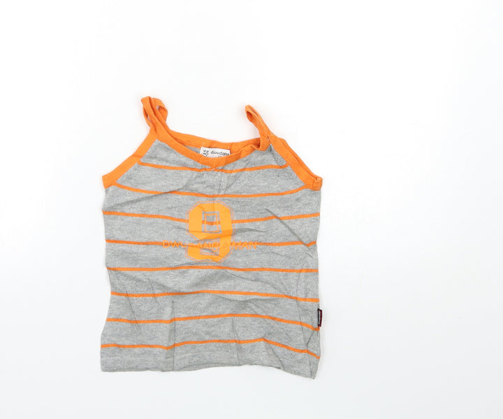 dwudang man Boys Grey Striped Knit Basic Tank Size 7 Years
