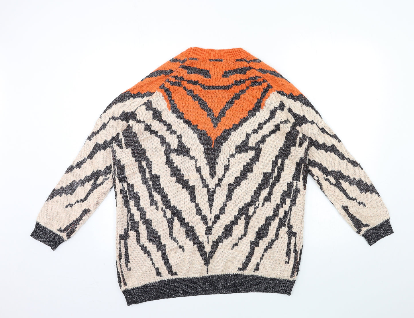 River Island Womens Pink Animal Print Knit Pullover Jumper Size 8