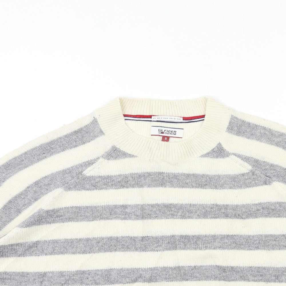 Tommy Hilfiger Womens Grey Striped Knit Pullover Jumper Size S
