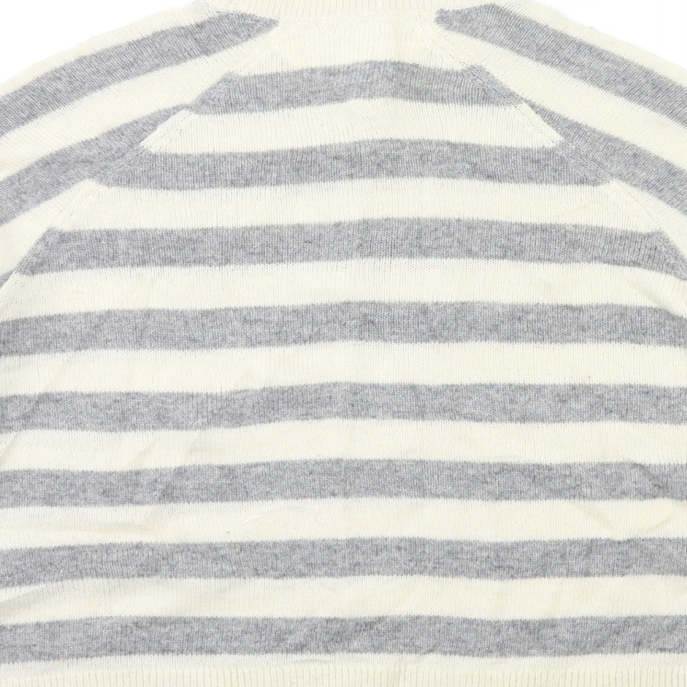 Tommy Hilfiger Womens Grey Striped Knit Pullover Jumper Size S