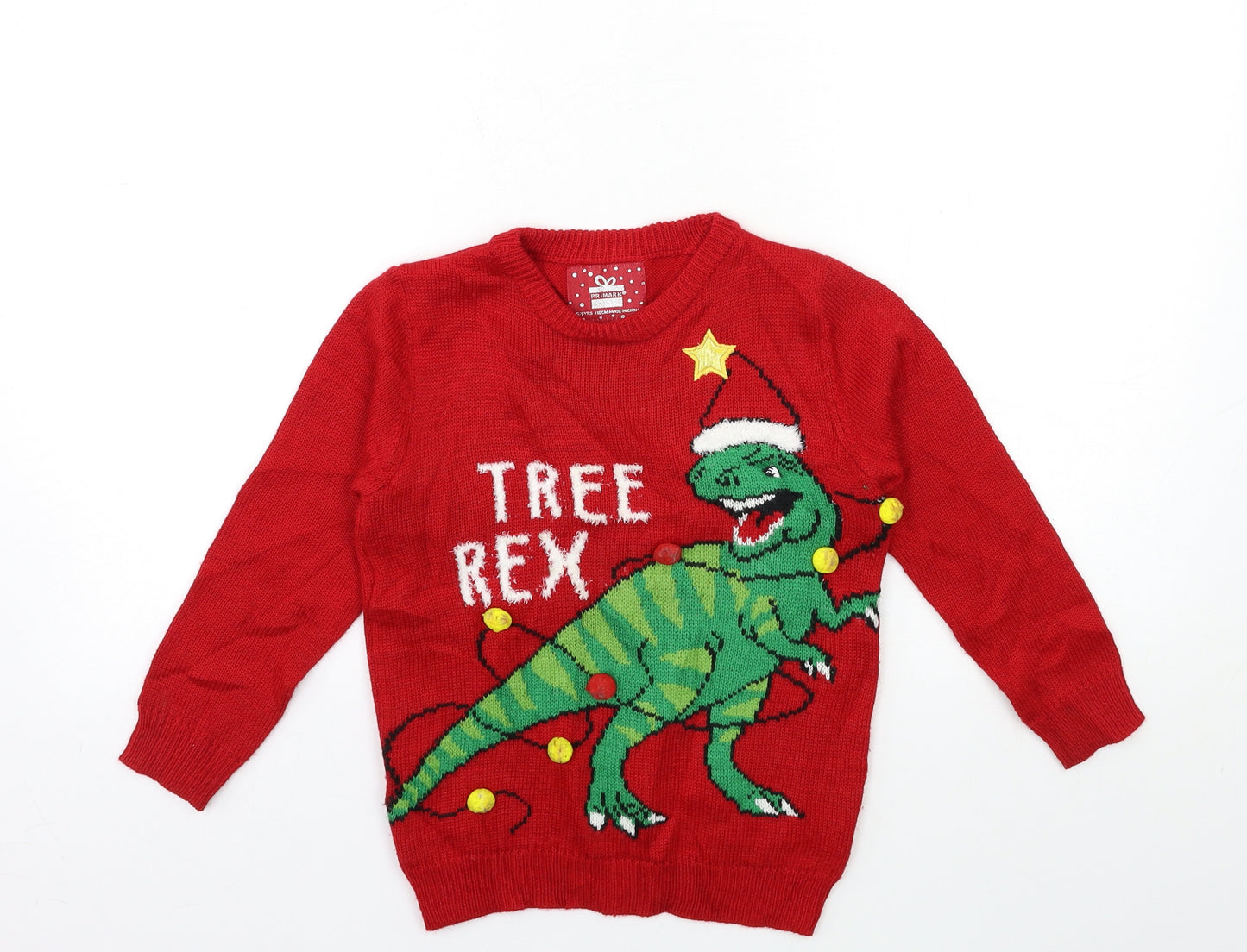 Primark Boys Red  Knit Pullover Jumper Size 5 Years  - CHRISTMAS