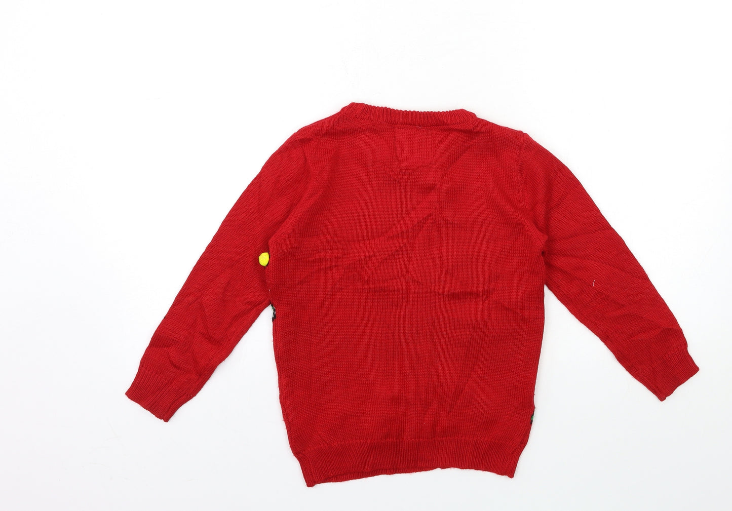 Primark Boys Red  Knit Pullover Jumper Size 5 Years  - CHRISTMAS