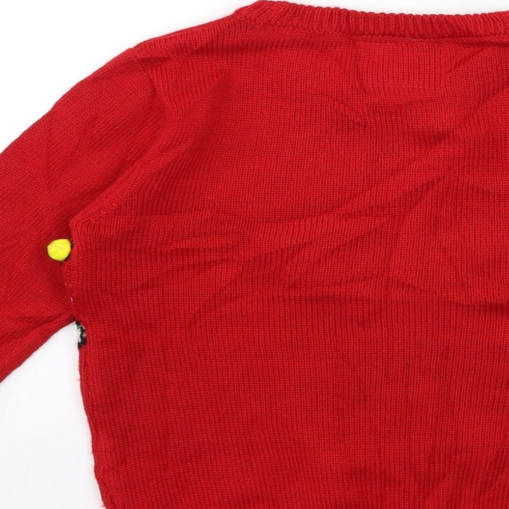 Primark Boys Red  Knit Pullover Jumper Size 5 Years  - CHRISTMAS