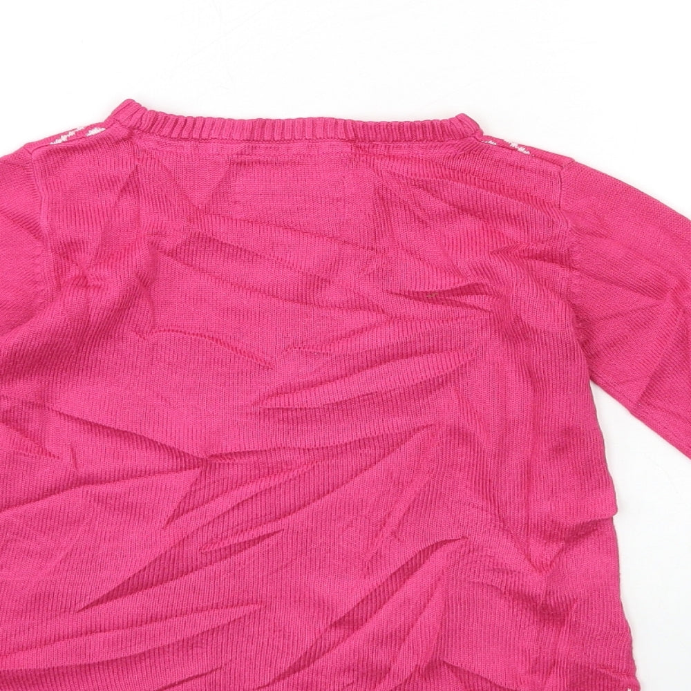 Young Dimension Girls Pink  Knit Pullover Jumper Size 4-5 Years  - CHRISTMAS