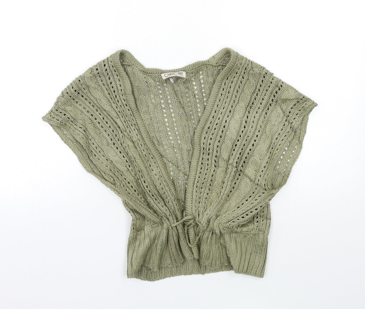 Cherokee Girls Green  Knit Cardigan Jumper Size 7-8 Years