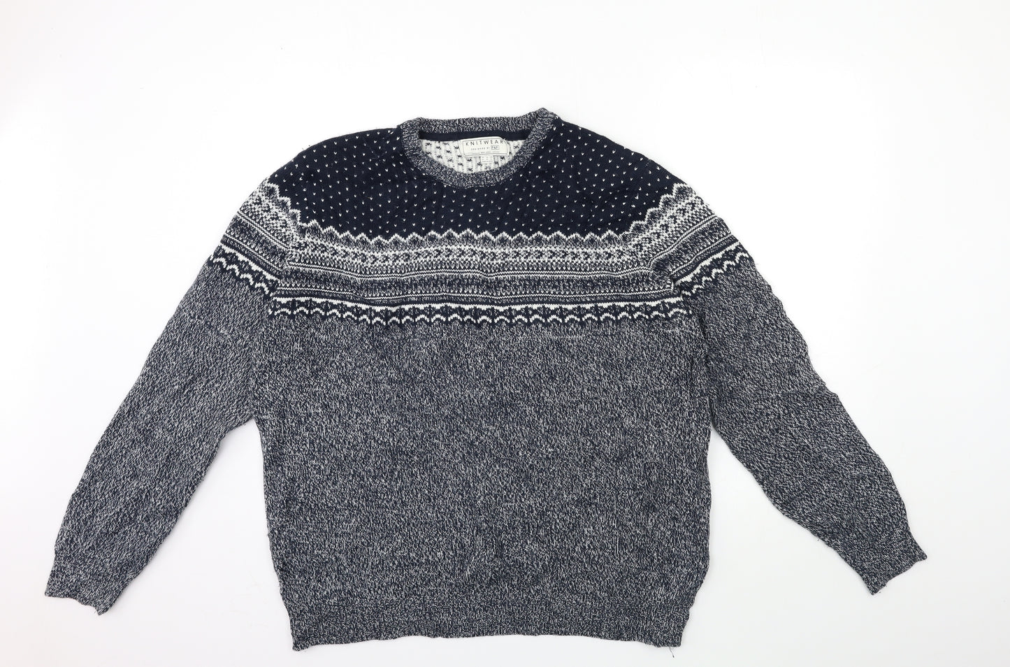 F&F Mens Blue  Knit Pullover Jumper Size XL