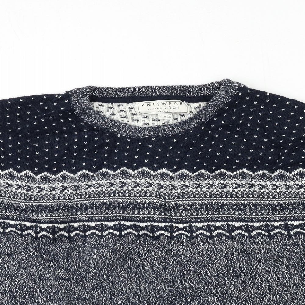 F&F Mens Blue  Knit Pullover Jumper Size XL