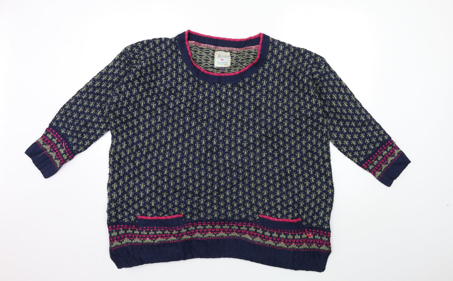 COUNTRY ROSE Womens Blue Geometric Knit Pullover Jumper Size XL