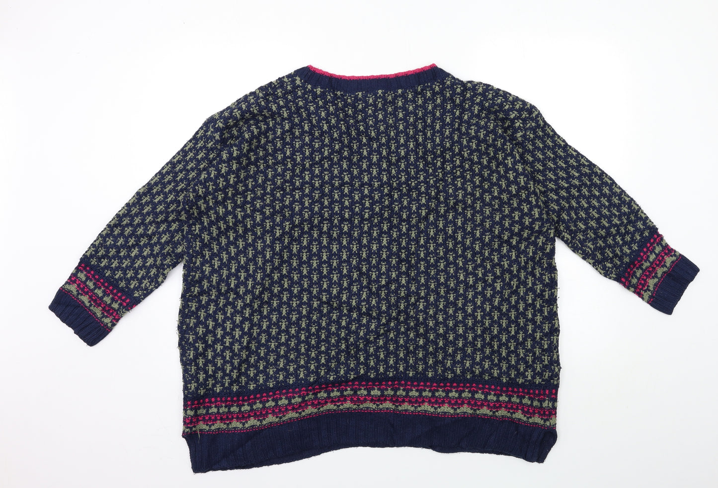 COUNTRY ROSE Womens Blue Geometric Knit Pullover Jumper Size XL