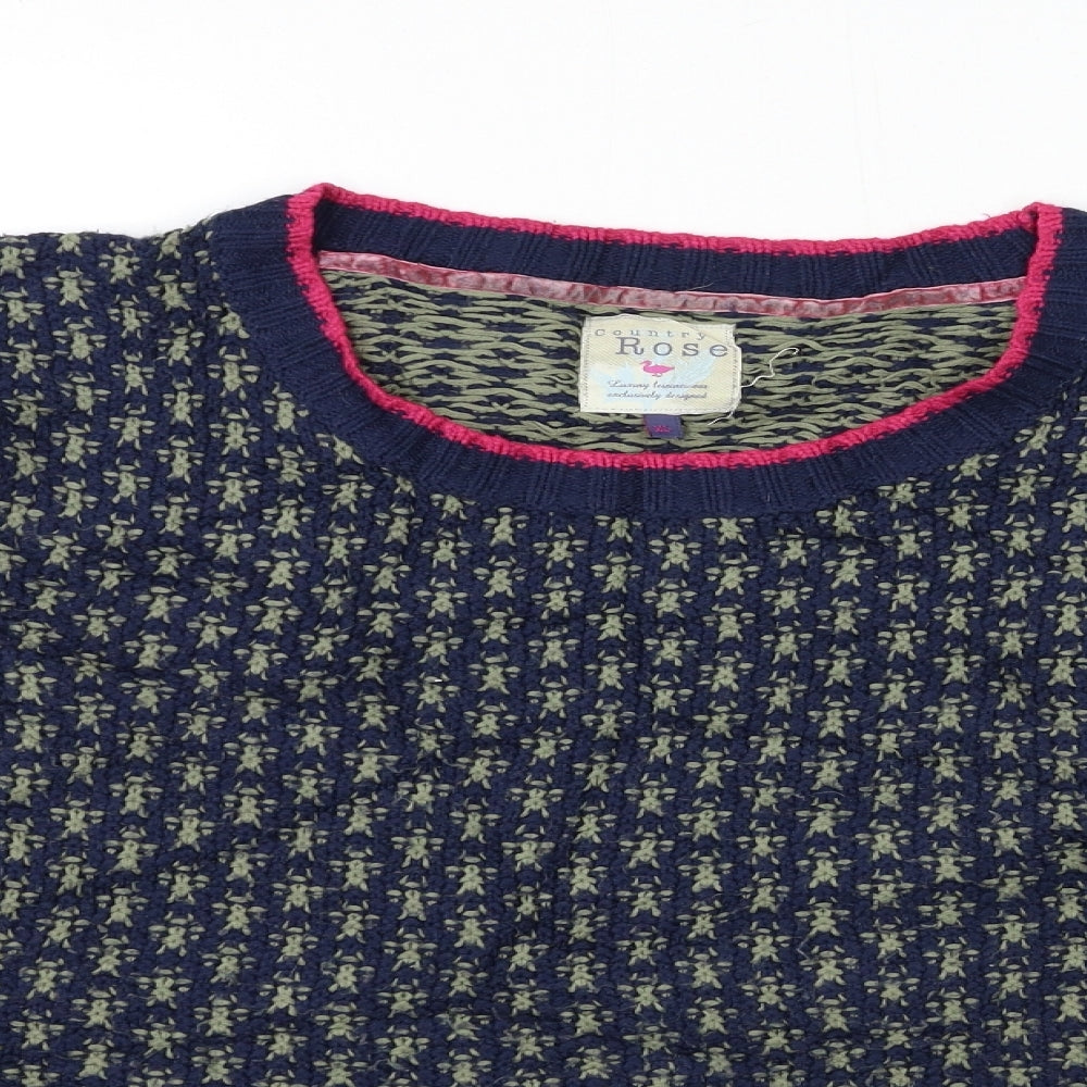 COUNTRY ROSE Womens Blue Geometric Knit Pullover Jumper Size XL
