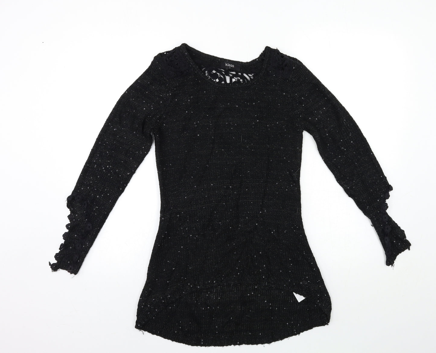 Klass Womens Black  Knit Pullover Jumper Size S  - LACE BACK