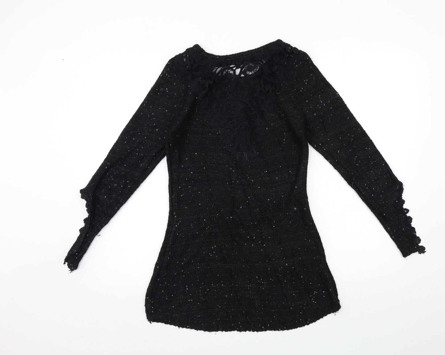 Klass Womens Black  Knit Pullover Jumper Size S  - LACE BACK