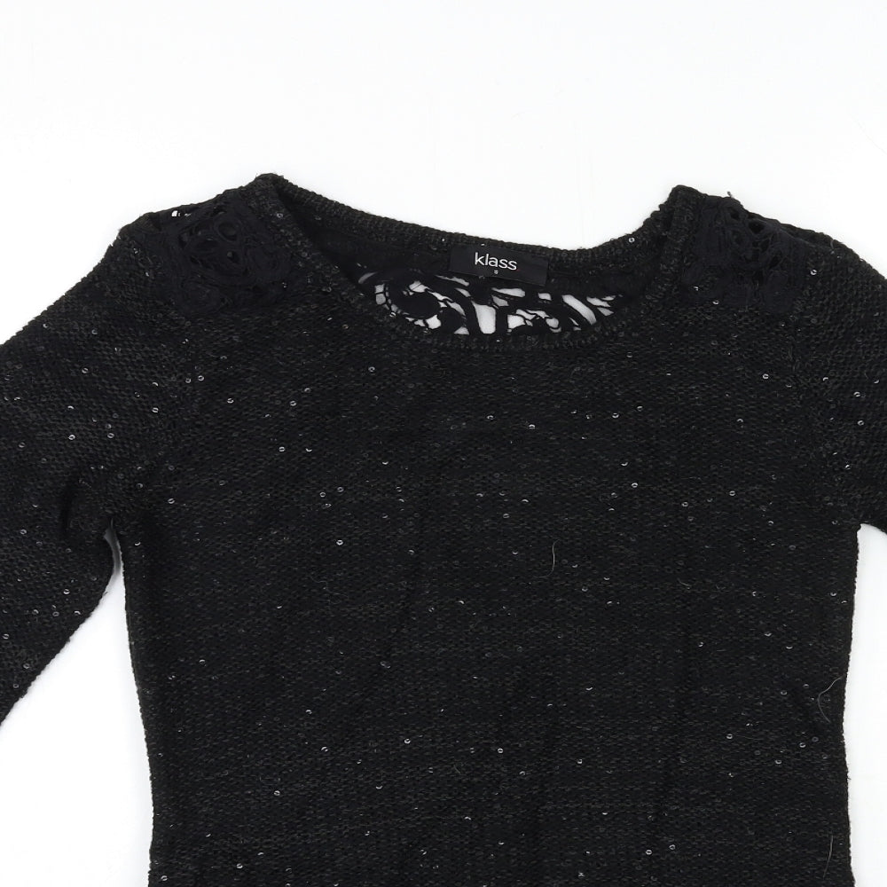 Klass Womens Black  Knit Pullover Jumper Size S  - LACE BACK