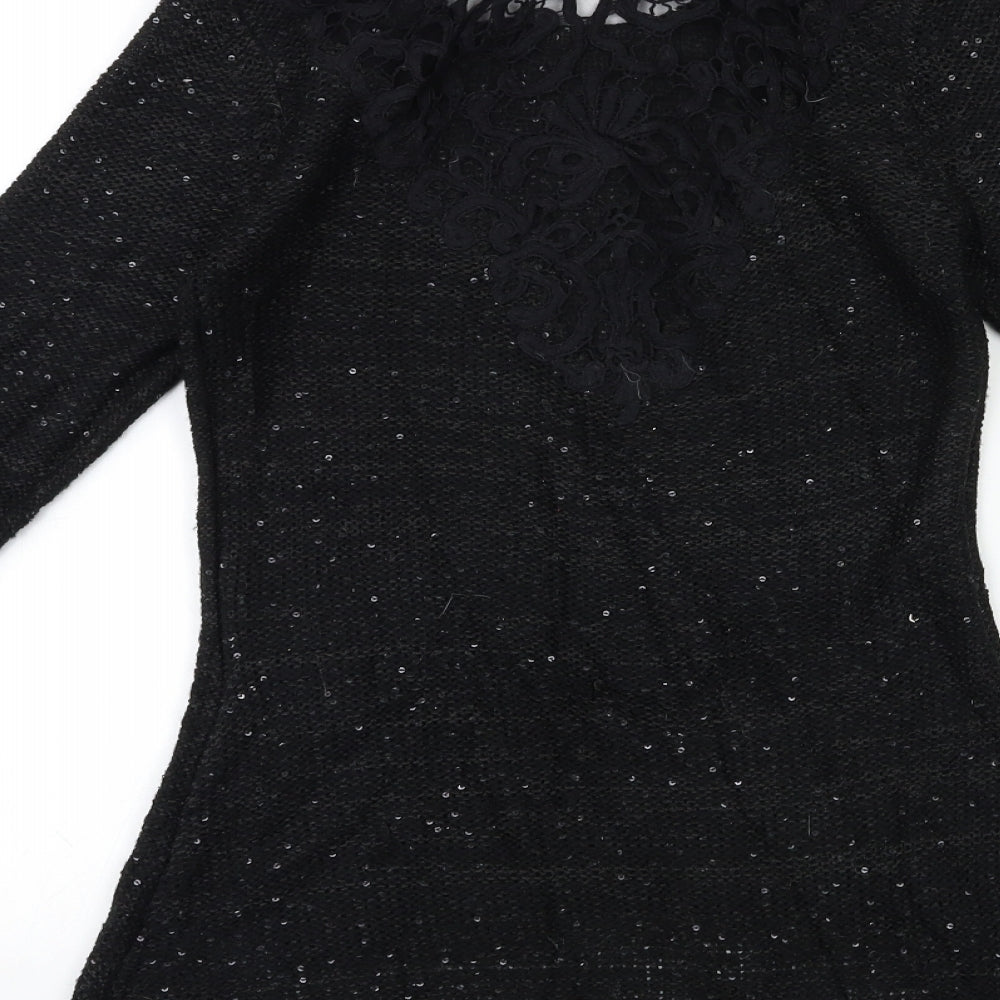 Klass Womens Black  Knit Pullover Jumper Size S  - LACE BACK