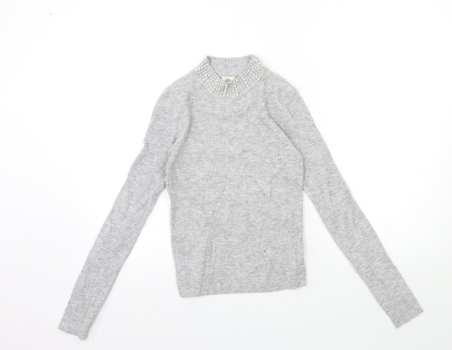 River Island Girls Grey  Knit Pullover Jumper Size 11 Years