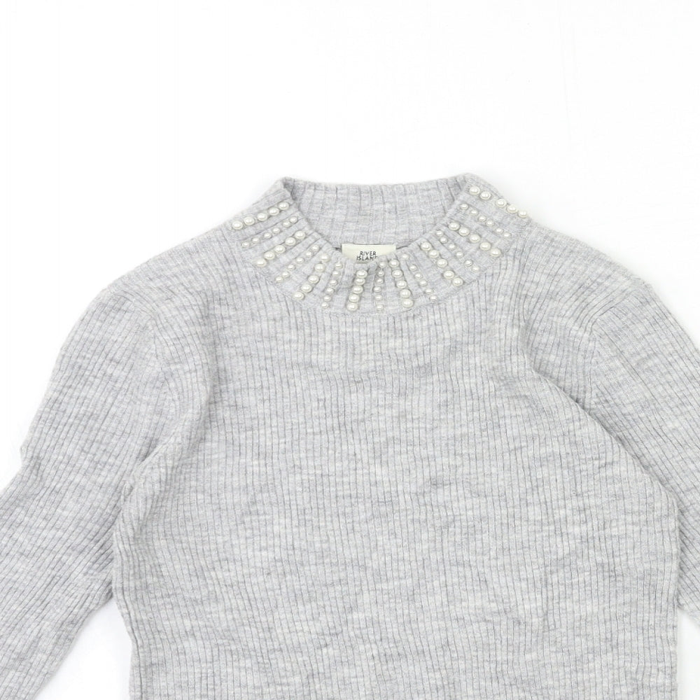 River Island Girls Grey  Knit Pullover Jumper Size 11 Years
