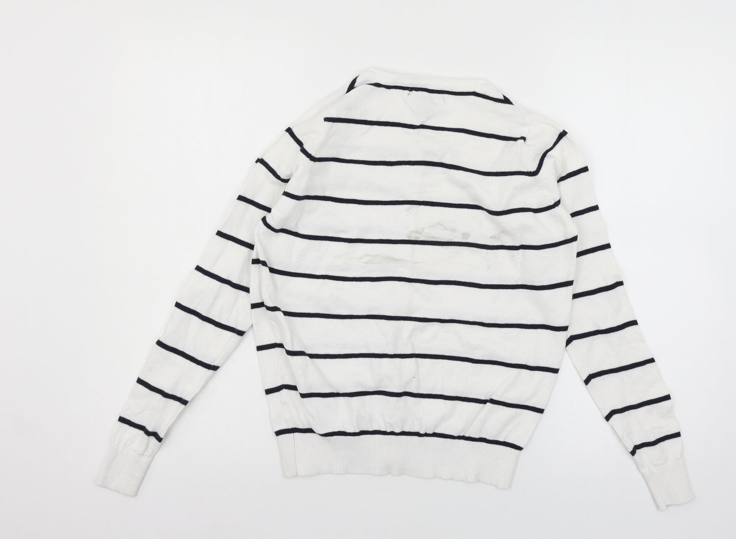 Atmosphere Womens White Striped Knit Cardigan Jumper Size 12