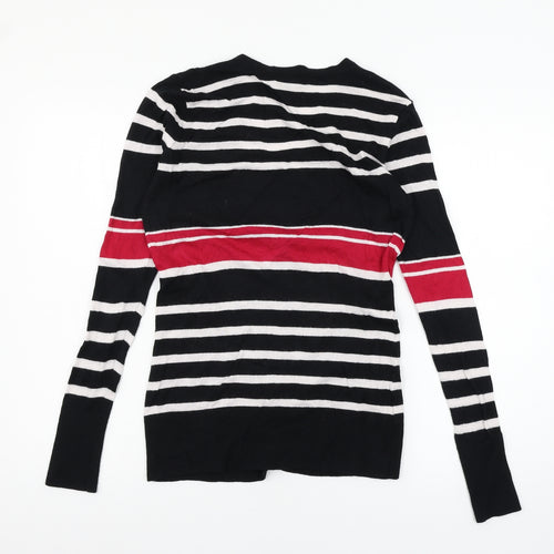 Laura Ashley Womens Black Striped Knit Cardigan Jumper Size 12