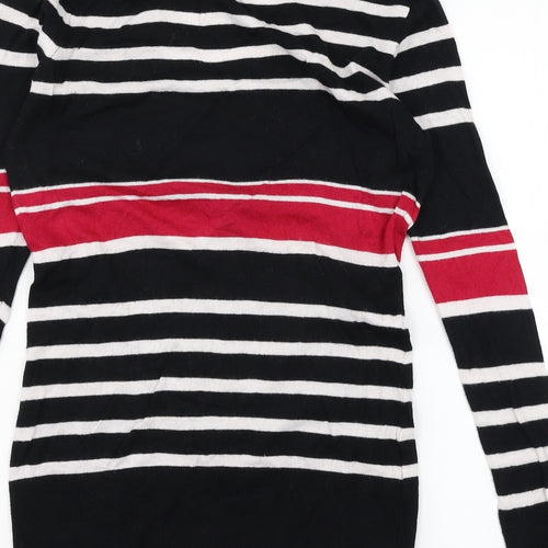 Laura Ashley Womens Black Striped Knit Cardigan Jumper Size 12