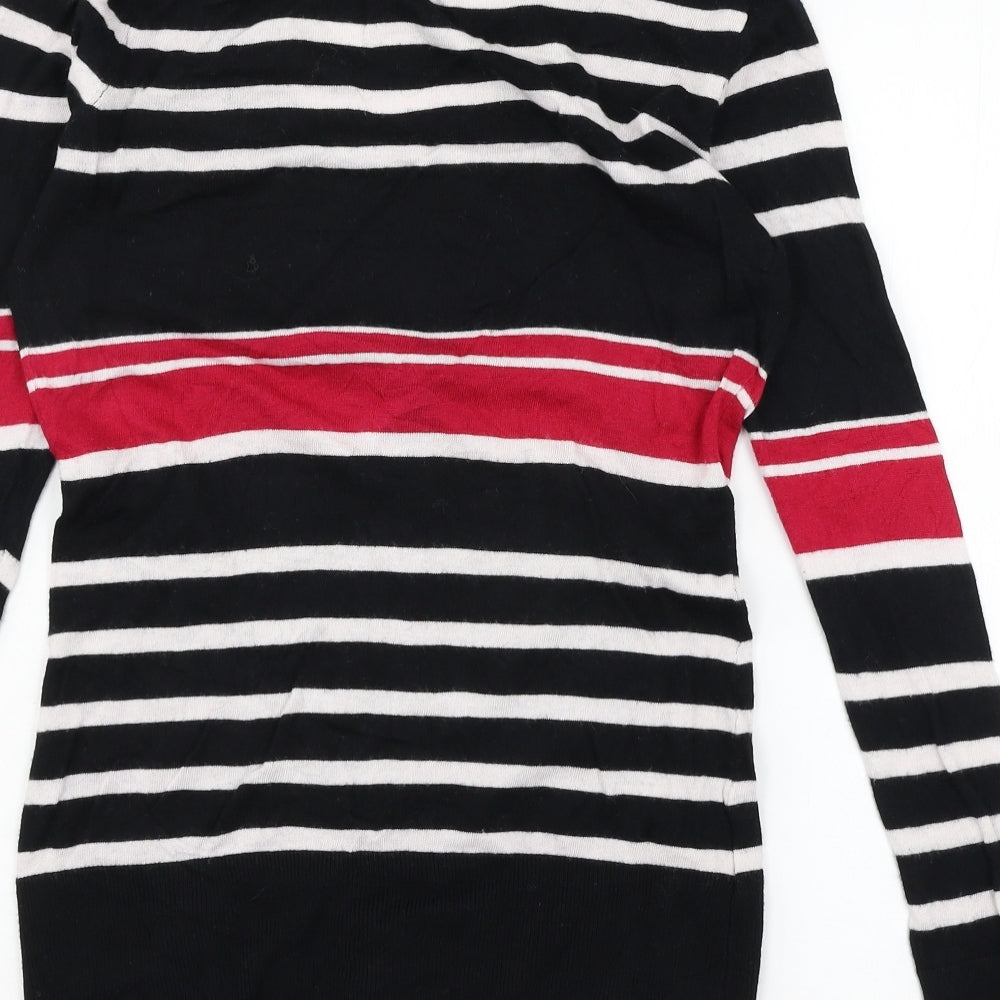 Laura Ashley Womens Black Striped Knit Cardigan Jumper Size 12