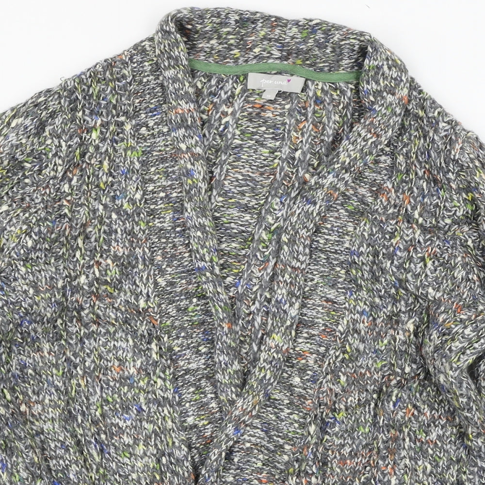 Per Una Womens Grey  Knit Cardigan Jumper Size 16