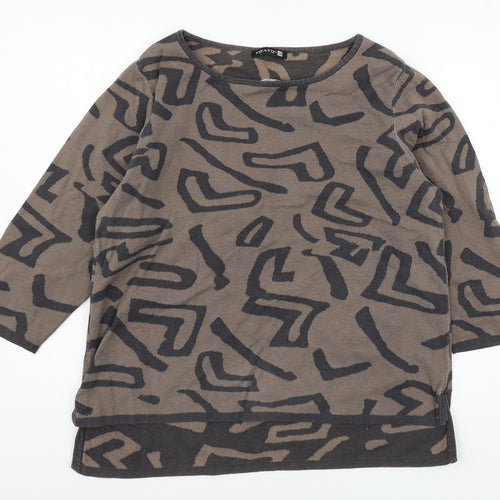Viz-A-Viz Womens Brown Geometric Knit Pullover Jumper Size 16