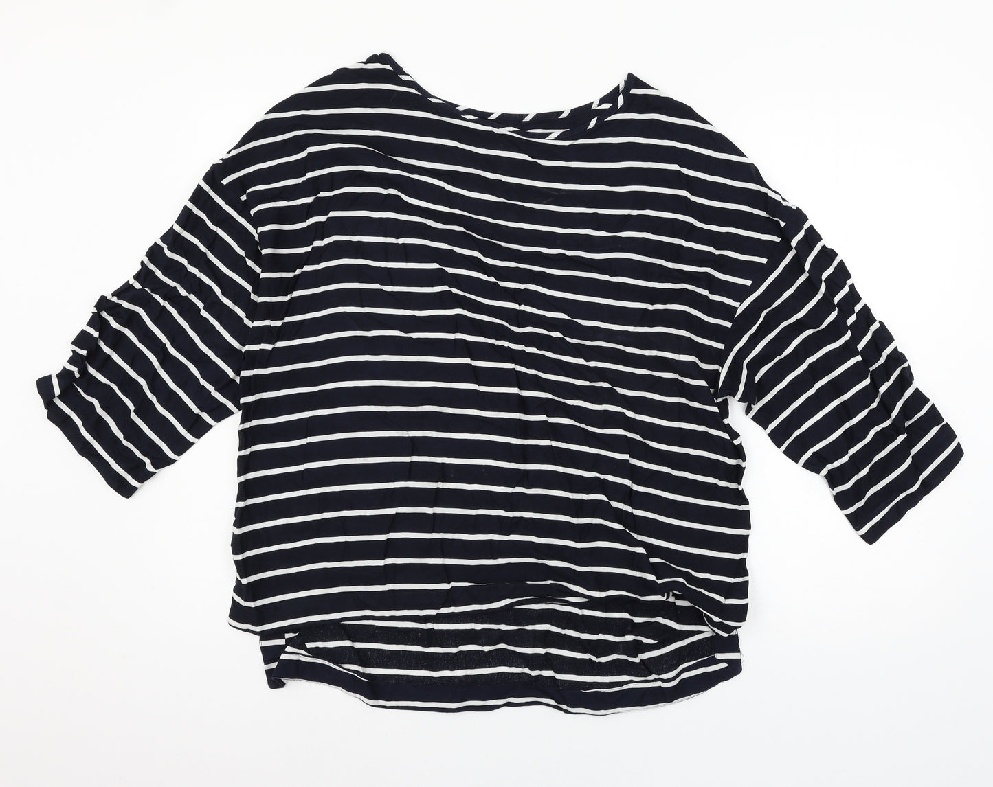 Marks and Spencer Womens Blue Striped  Basic T-Shirt Size 14