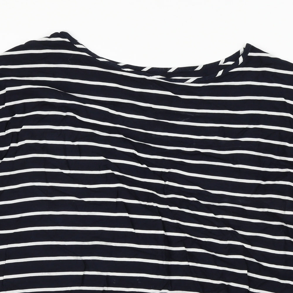 Marks and Spencer Womens Blue Striped  Basic T-Shirt Size 14