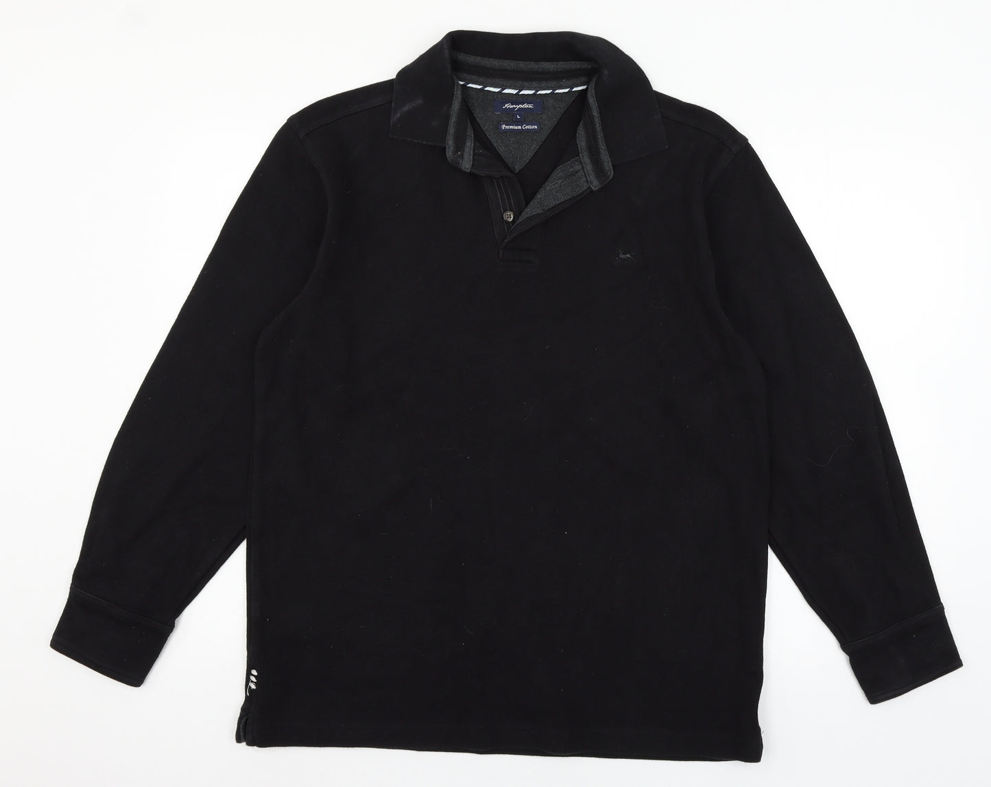Hampton Mens Black  Jersey Pullover Sweatshirt Size L