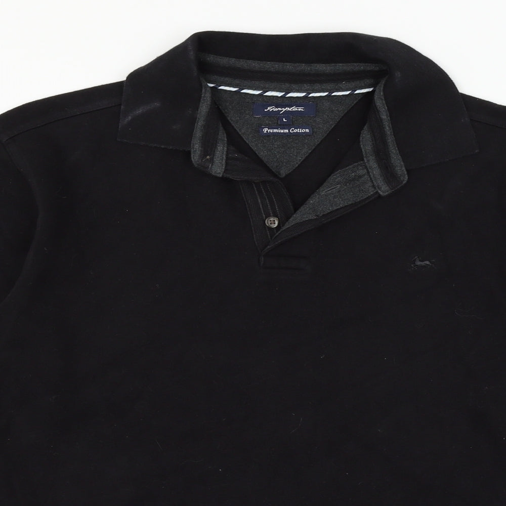 Hampton Mens Black  Jersey Pullover Sweatshirt Size L