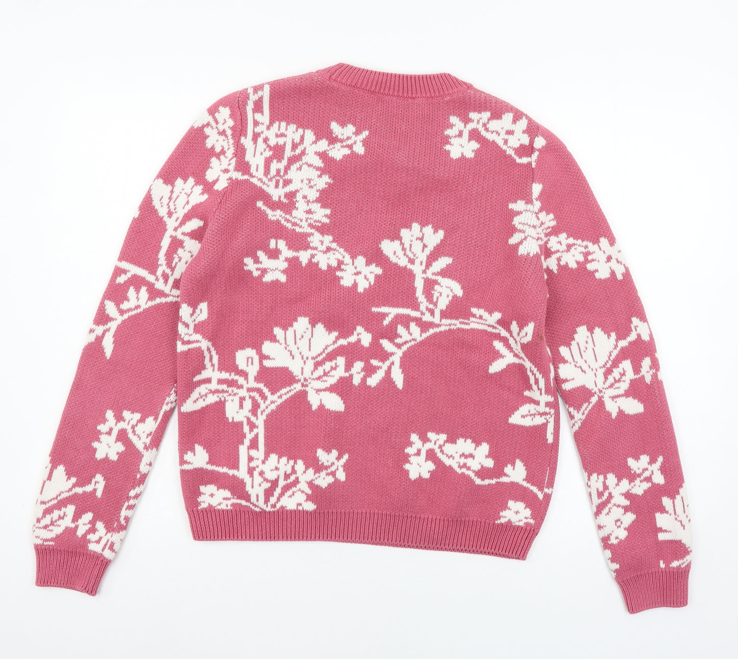 Marks and Spencer Womens Pink Floral Knit Pullover Jumper Size 12
