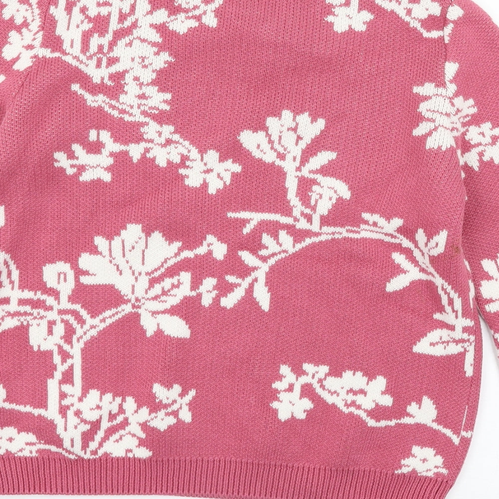 Marks and Spencer Womens Pink Floral Knit Pullover Jumper Size 12