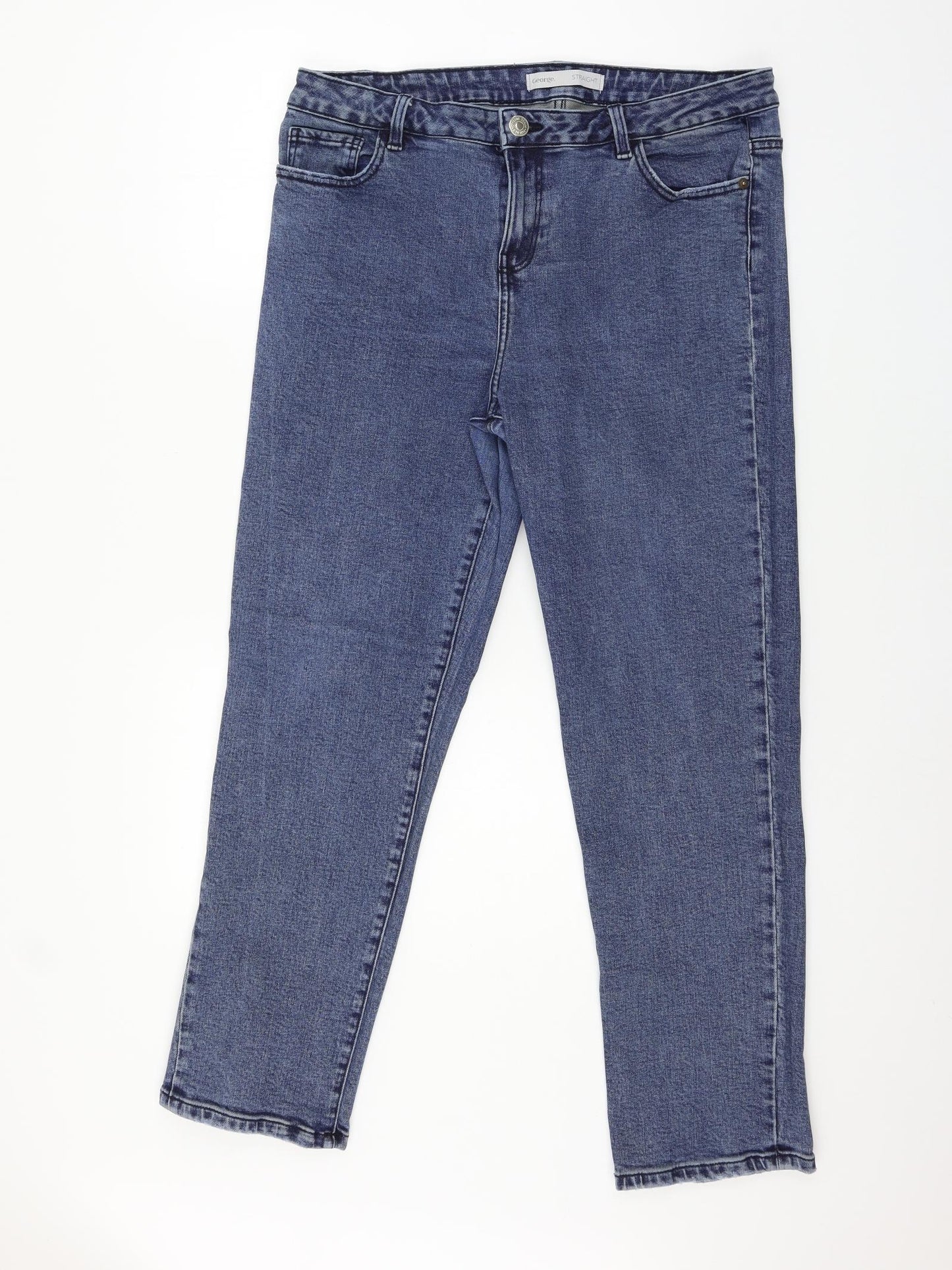 George Womens Blue  Denim Straight Jeans Size 16 L27 in