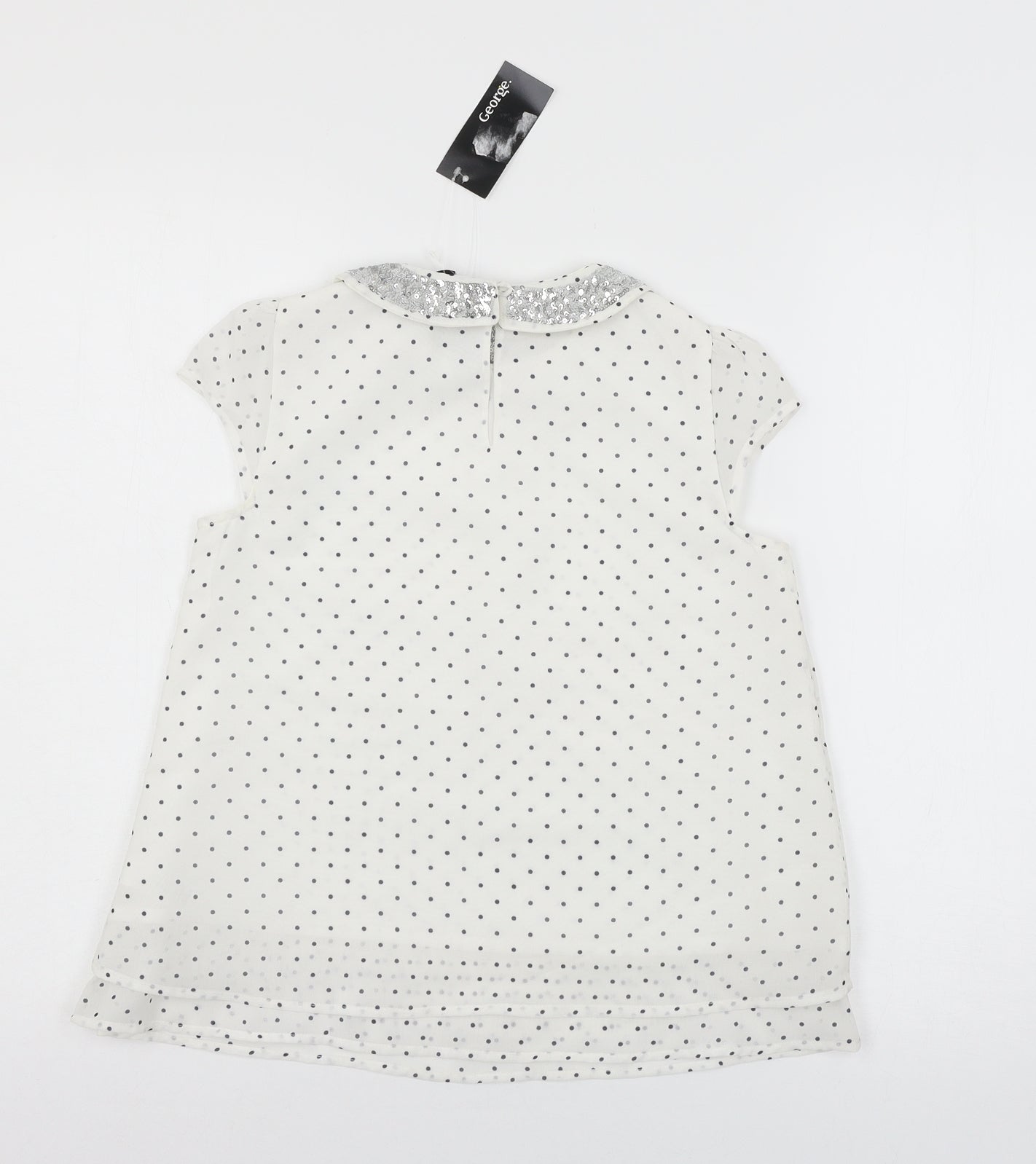 George Girls White Polka Dot  Basic T-Shirt Size 10-11 Years