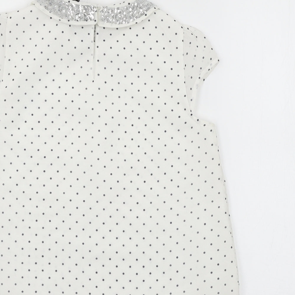 George Girls White Polka Dot  Basic T-Shirt Size 10-11 Years