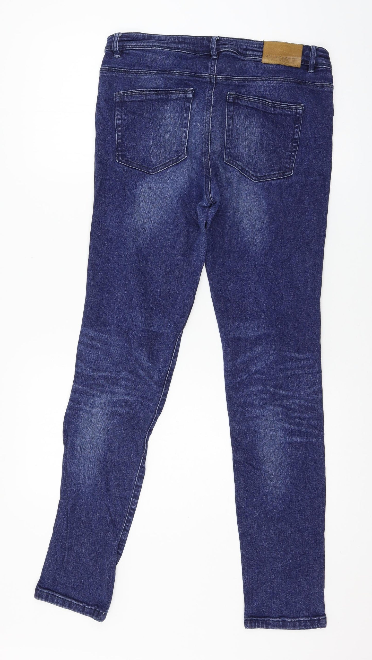 Zara Womens Blue  Denim Straight Jeans Size 12 L30 in