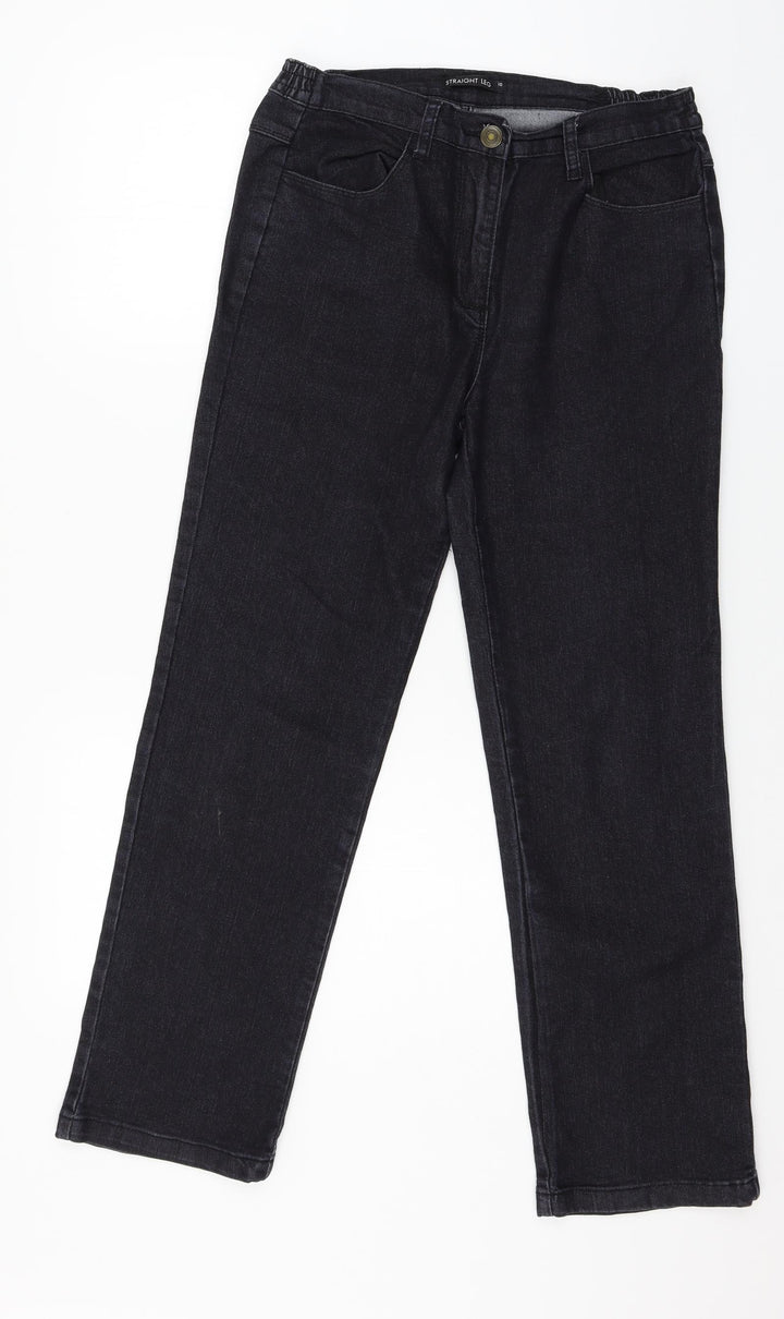 Preworn Womens Black  Denim Straight Jeans Size 10 L37 in