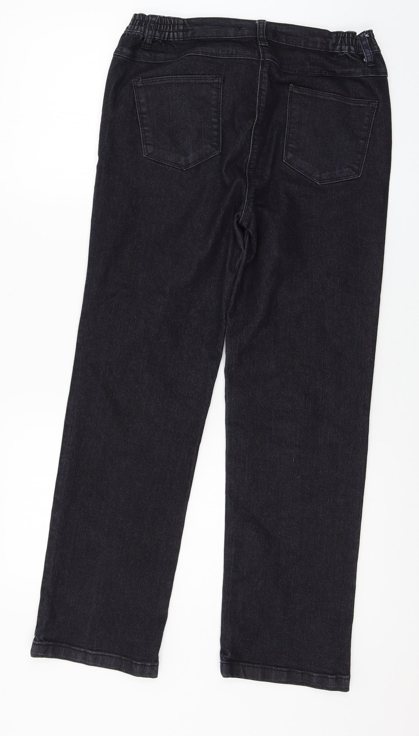 Preworn Womens Black  Denim Straight Jeans Size 10 L37 in