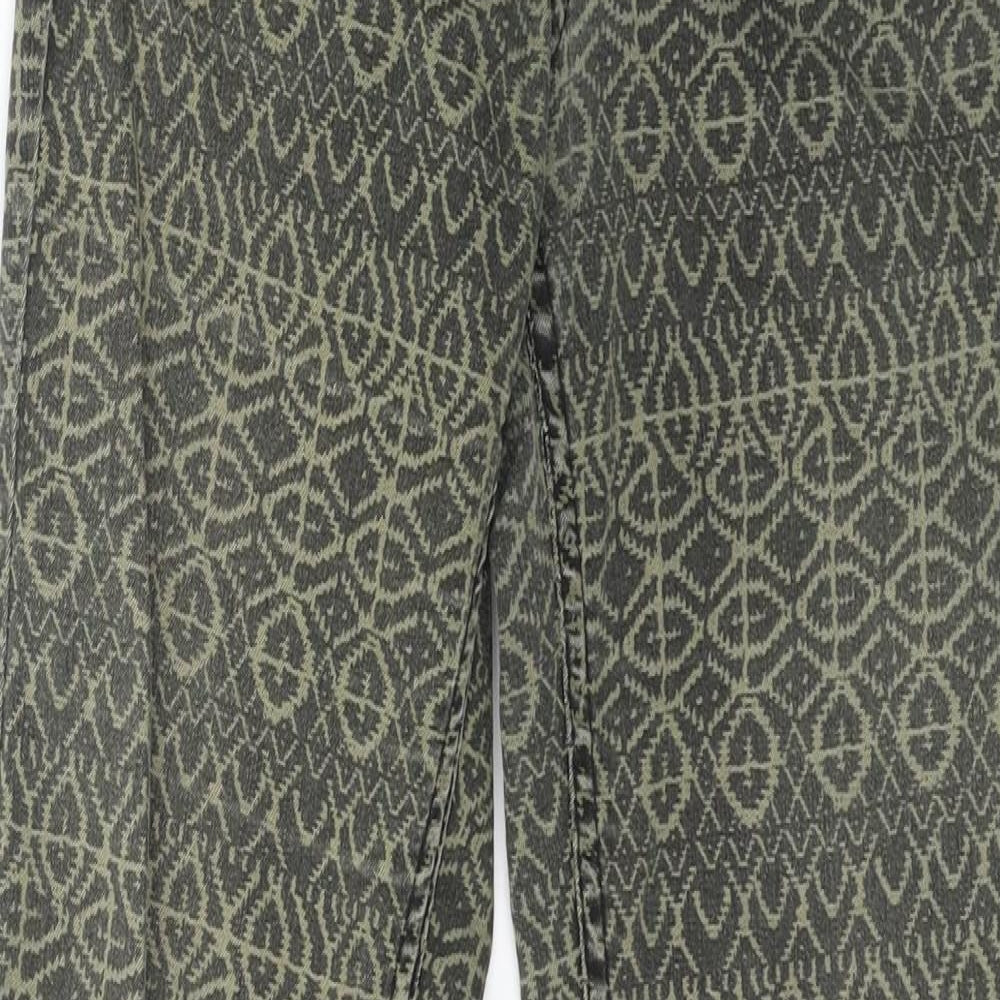 H&M Womens Green Geometric Denim Skinny Jeans Size 4 L28 in