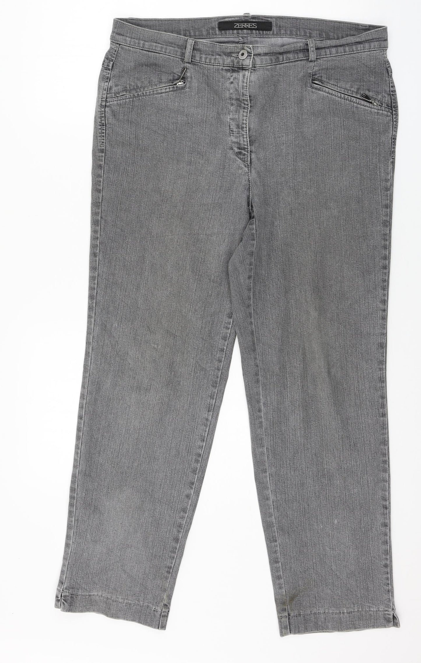 ZERRES Womens Grey  Denim Straight Jeans Size 14 L27 in