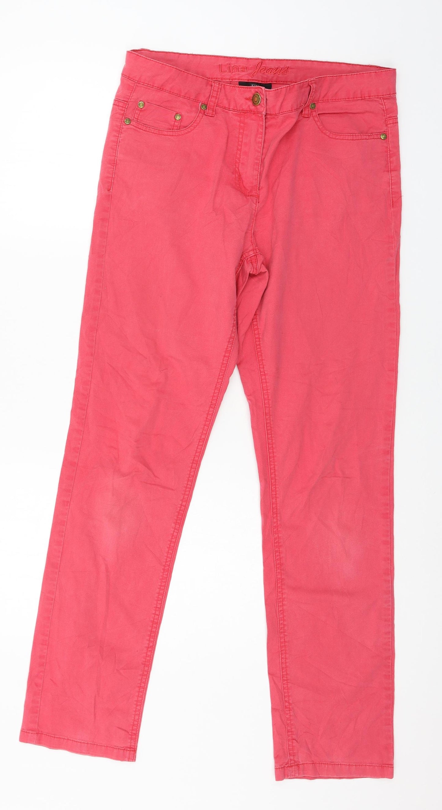 Gina Benotti Womens Pink  Denim Straight Jeans Size 12 L29 in