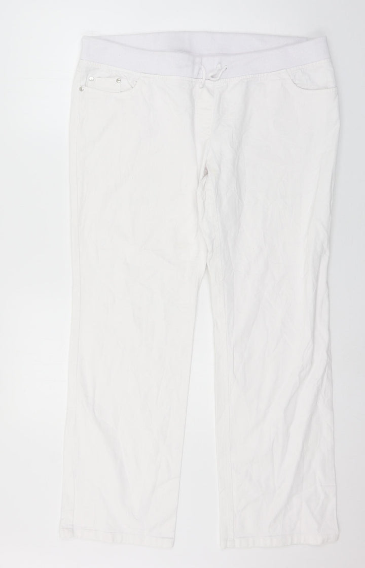 Preworn Womens White  Denim Wide-Leg Jeans Size 40 in L29 in