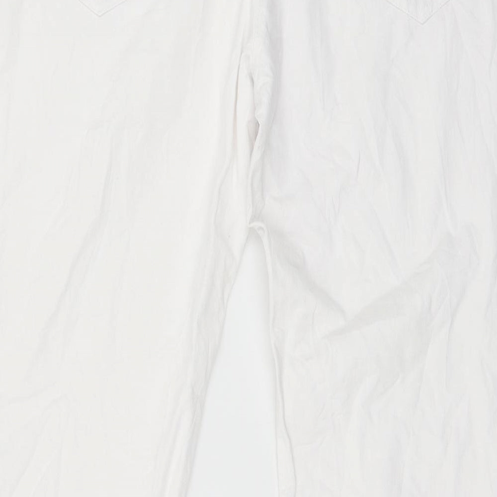 Preworn Womens White  Denim Wide-Leg Jeans Size 40 in L29 in
