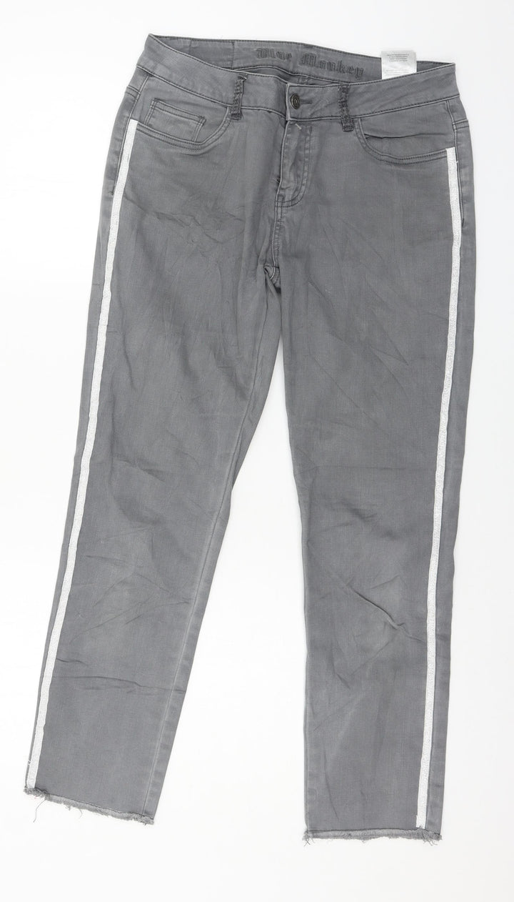 Blue Monkey Womens Grey Striped Denim Skinny Jeans Size 29 in L26 in