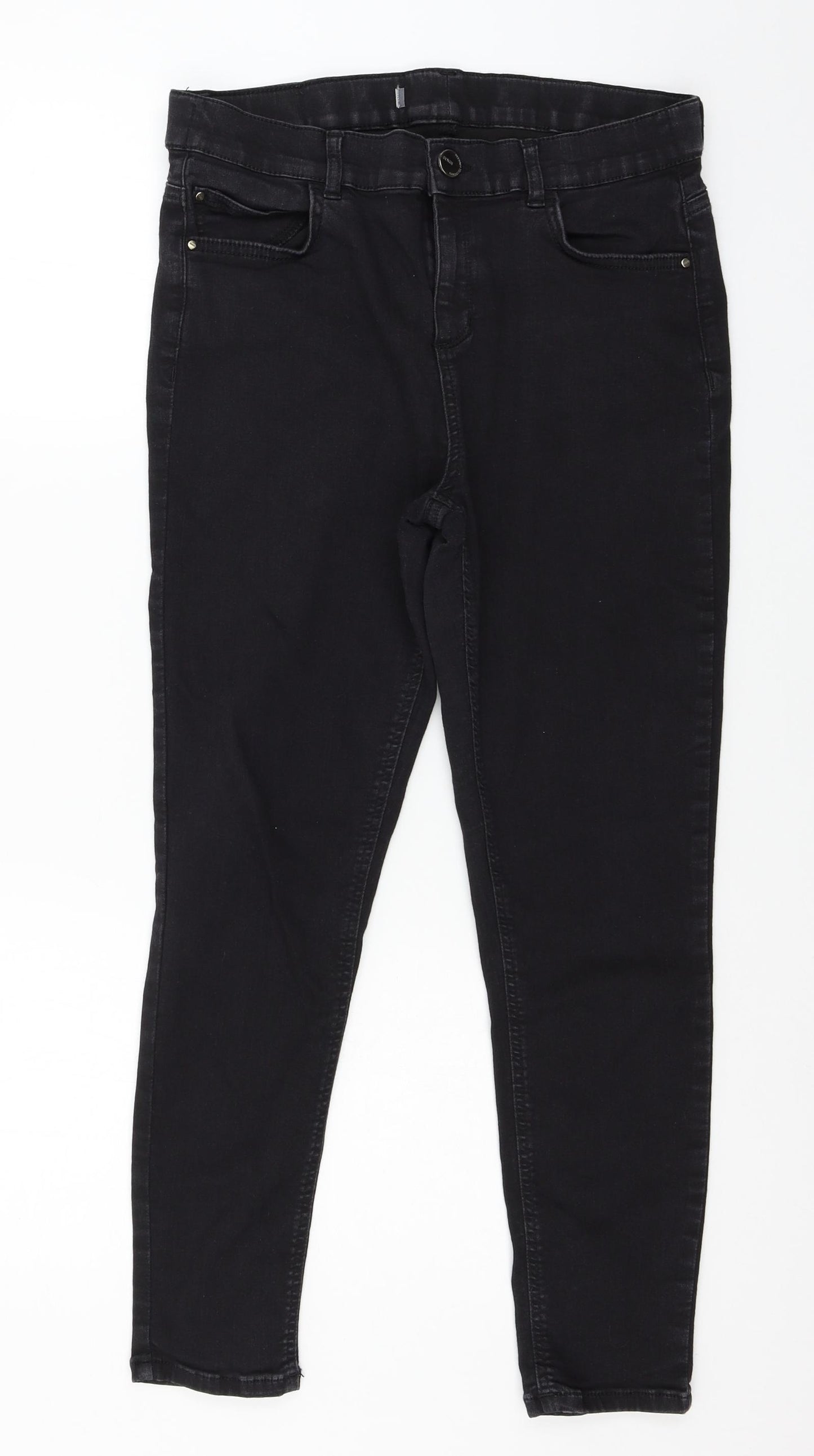 Preworn Womens Black  Denim Skinny Jeans Size 30 in L25 in