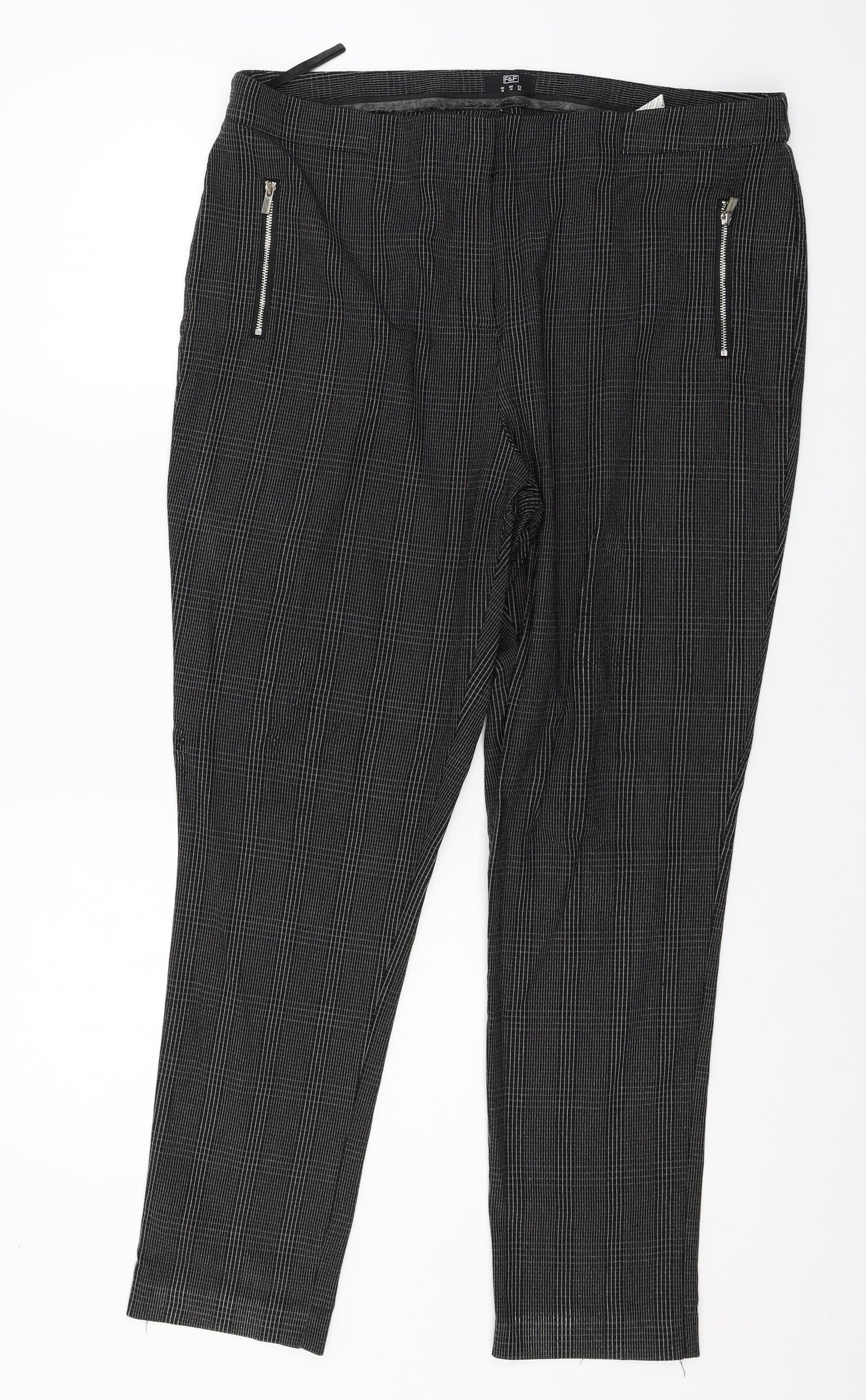 F&F Womens Grey Check  Trousers  Size 18 L27 in