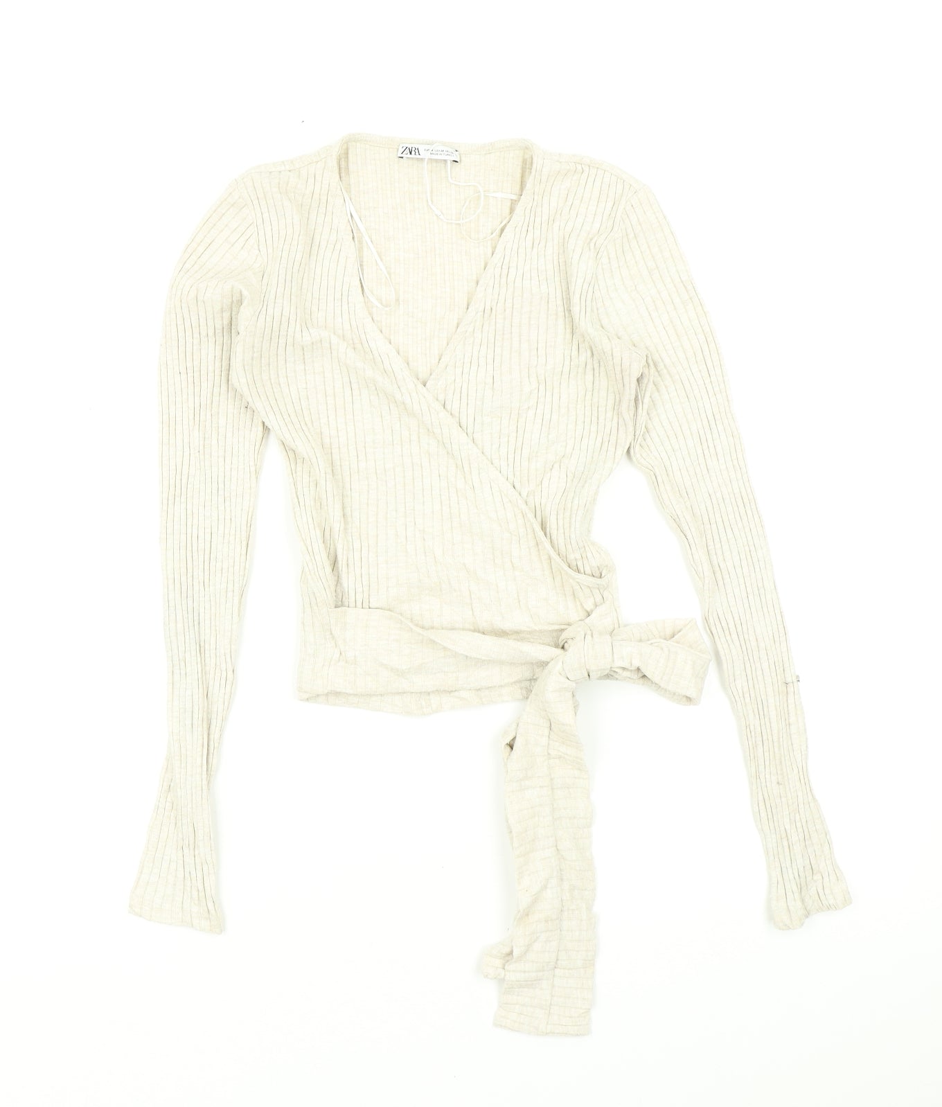 Zara Womens Beige   Wrap T-Shirt Size M