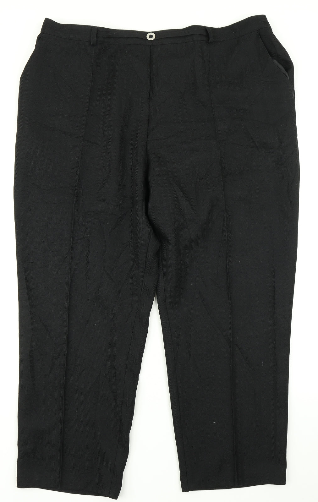 Marks & Spencer Womens Black Herringbone  Dress Pants Trousers Size 22 L24 in