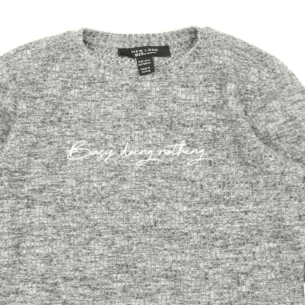 915 Generation Girls Grey   Basic T-Shirt Size 12-13 Years