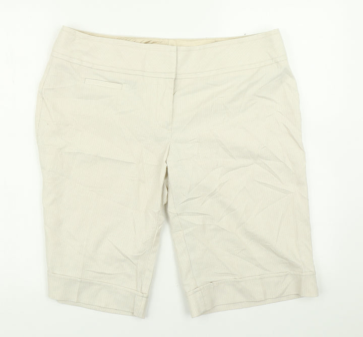 Studio Y Womens Beige Striped Chino Shorts Size 36 in